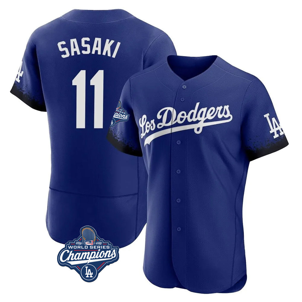 tocy LA.Dodgers #11 Roki Sasaki Player Royal World Series Meet City Connect Elite Home Stitched Jerseys