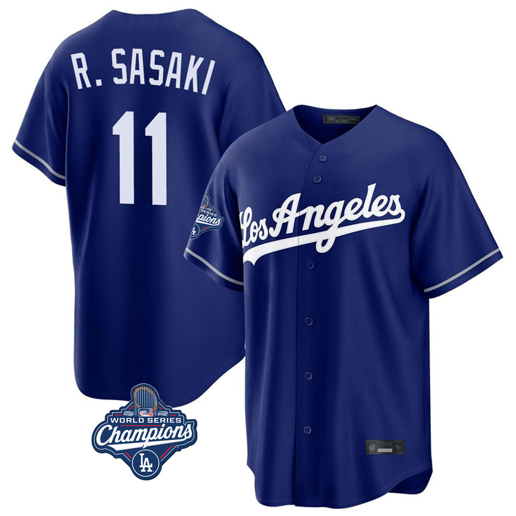 tocy LA.Dodgers #11 Roki Sasaki Player Royal World Series Meet Game Stitched Jerseys