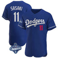 tocy LA.Dodgers #11 Roki Sasaki Player Royal World Series Meet Limited Elite Home Stitched Jerseys