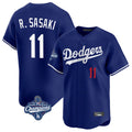 tocy LA.Dodgers #11 Roki Sasaki Player Royal World Series Meet Limited Home Stitched Jerseys