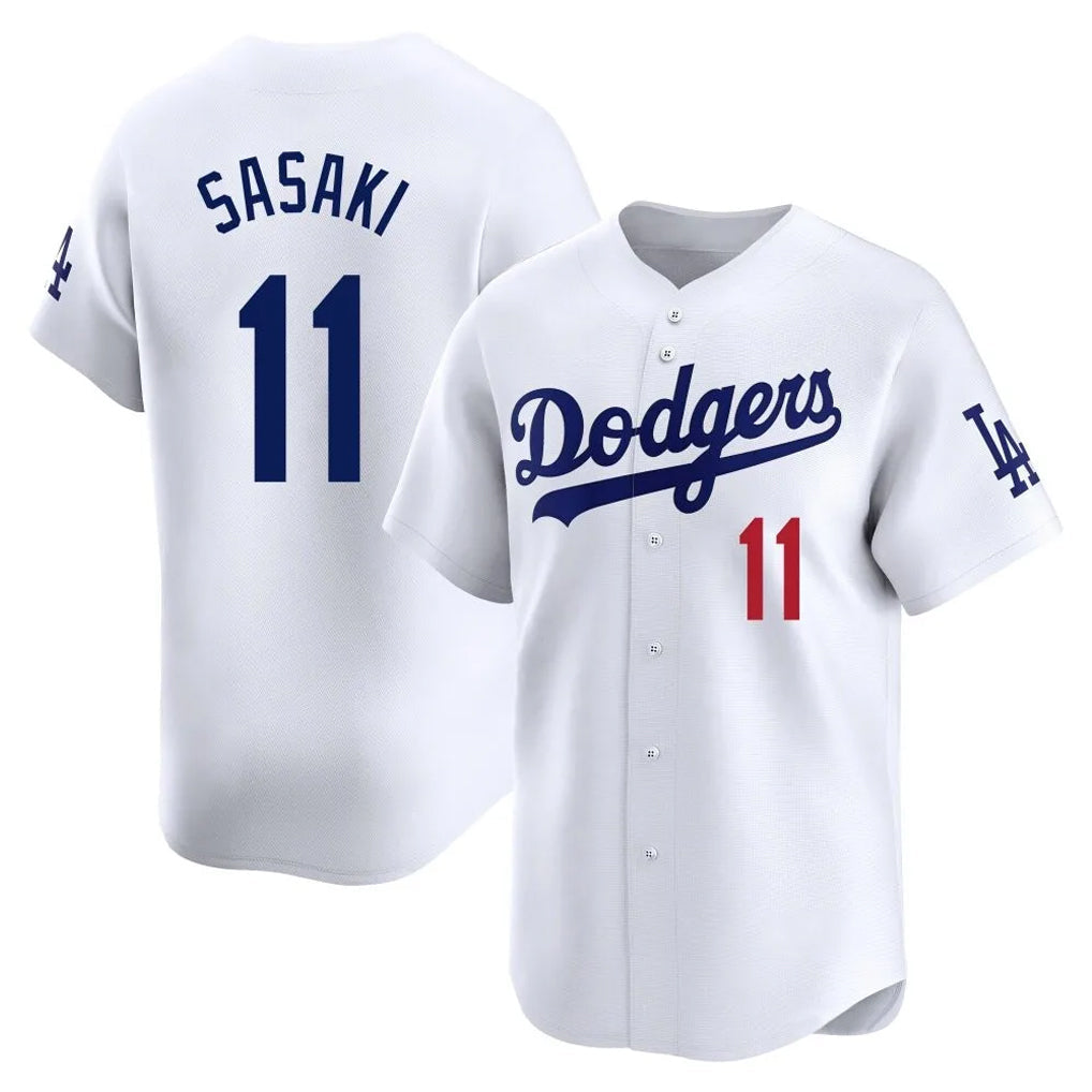 tocy LA.Dodgers #11 Roki Sasaki Player White Limited Home Stitched Jerseys