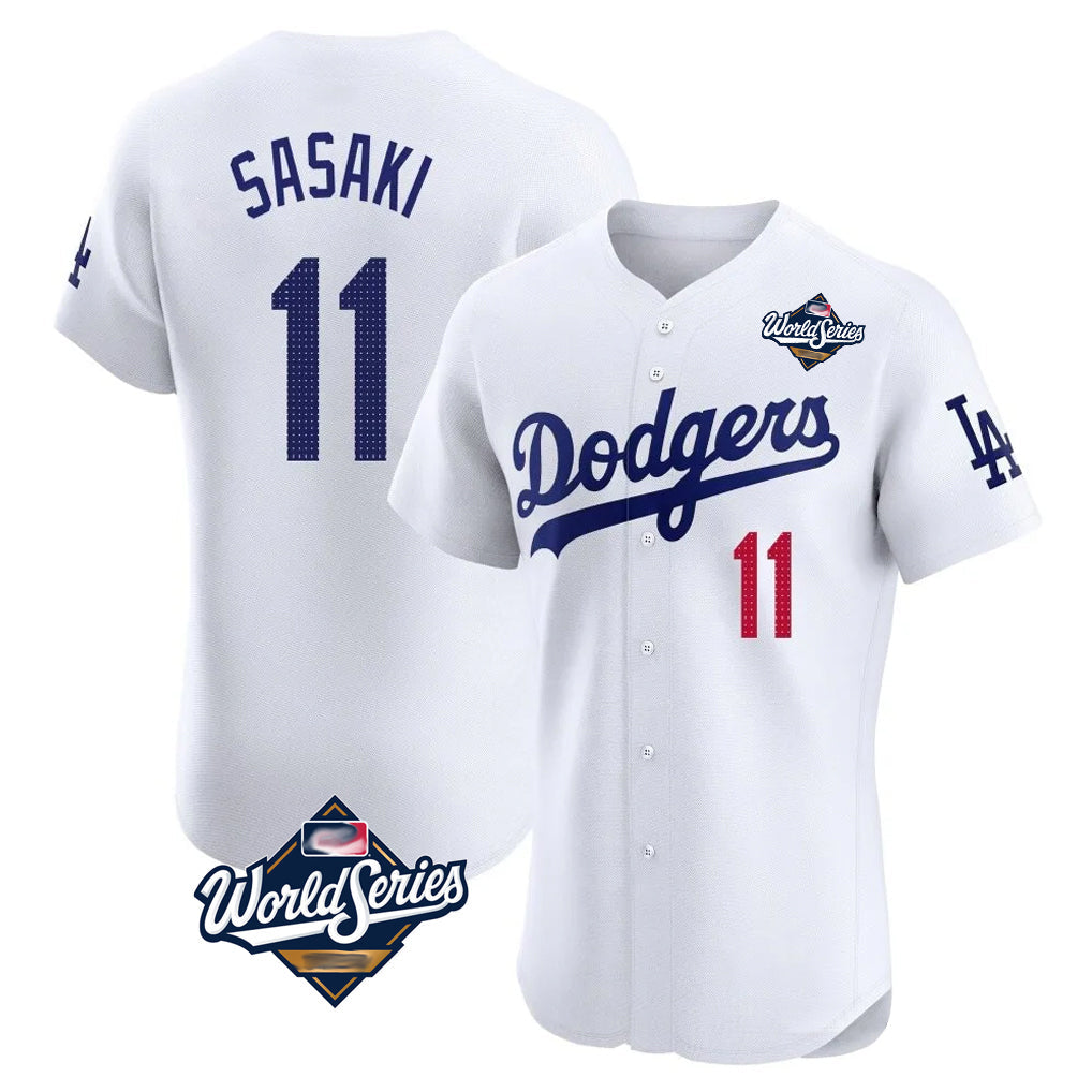 tocy LA.Dodgers #11 Roki Sasaki Player White World Series Limited Elite Home Stitched Jerseys
