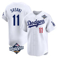 tocy LA.Dodgers #11 Roki Sasaki Player White World Series Limited Home Stitched Jerseys