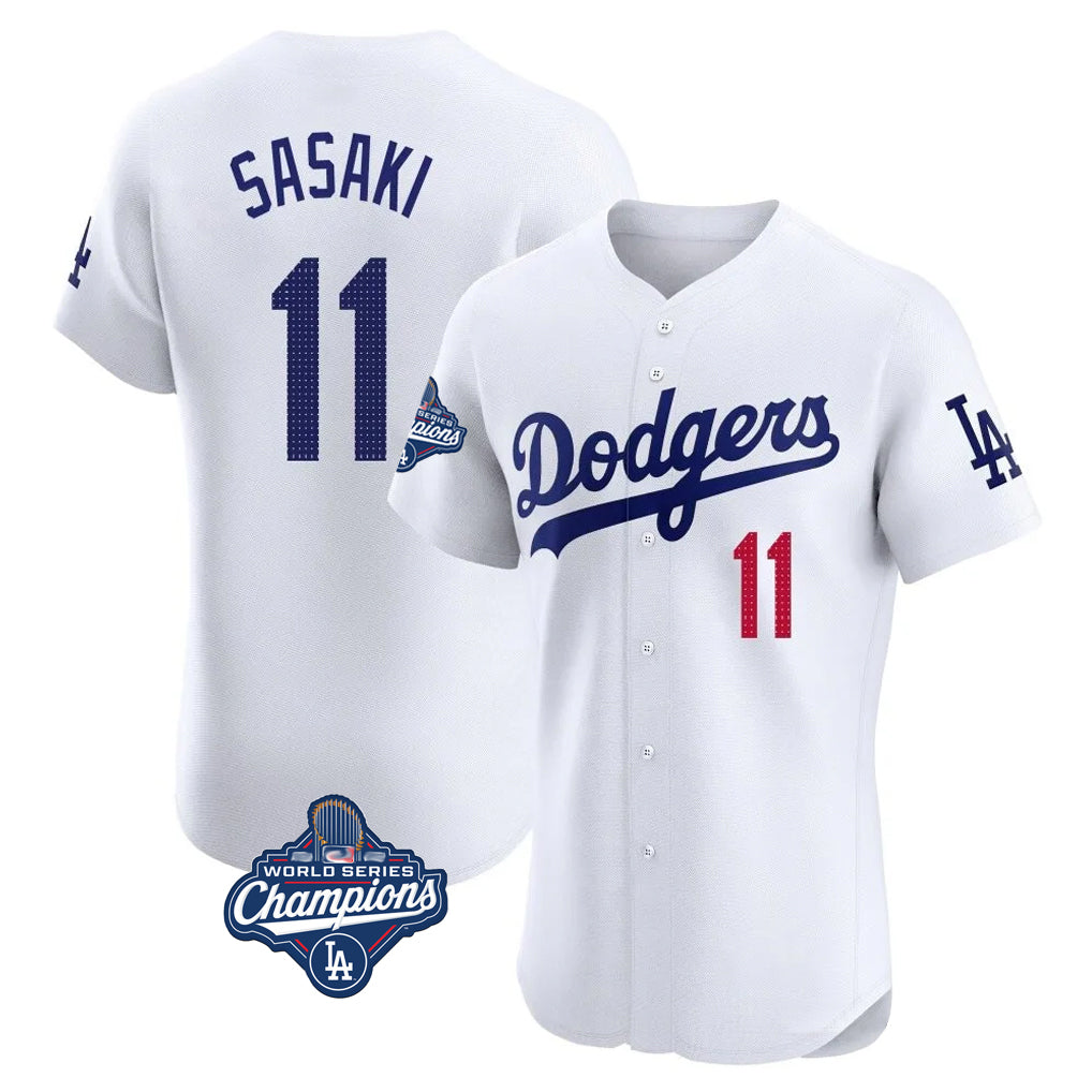 tocy LA.Dodgers #11 Roki Sasaki Player White World Series Meet Limited Elite Home Stitched Jerseys