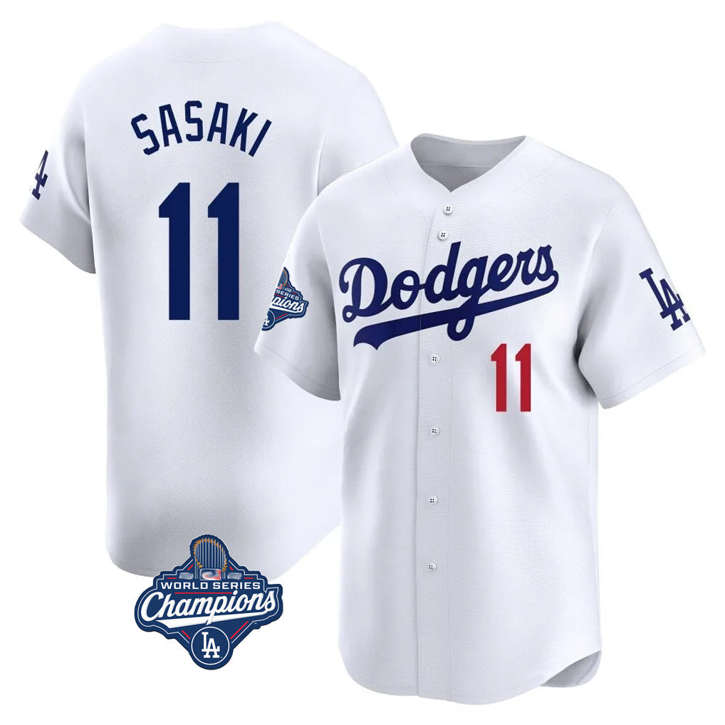 tocy LA.Dodgers #11 Roki Sasaki Player White World Series Meet Limited Home Stitched Jerseys