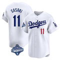 tocy LA.Dodgers #11 Roki Sasaki Player White World Series Meet Limited Home Stitched Jerseys