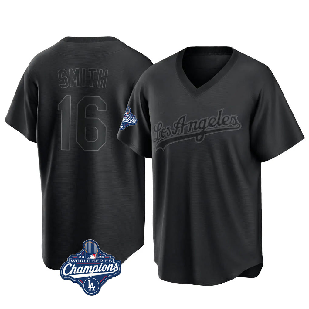 tocy LA.Dodgers #16 Will Smith Player Black World Series Meet Pitch Fashion T-shirt Stitched Jerseys