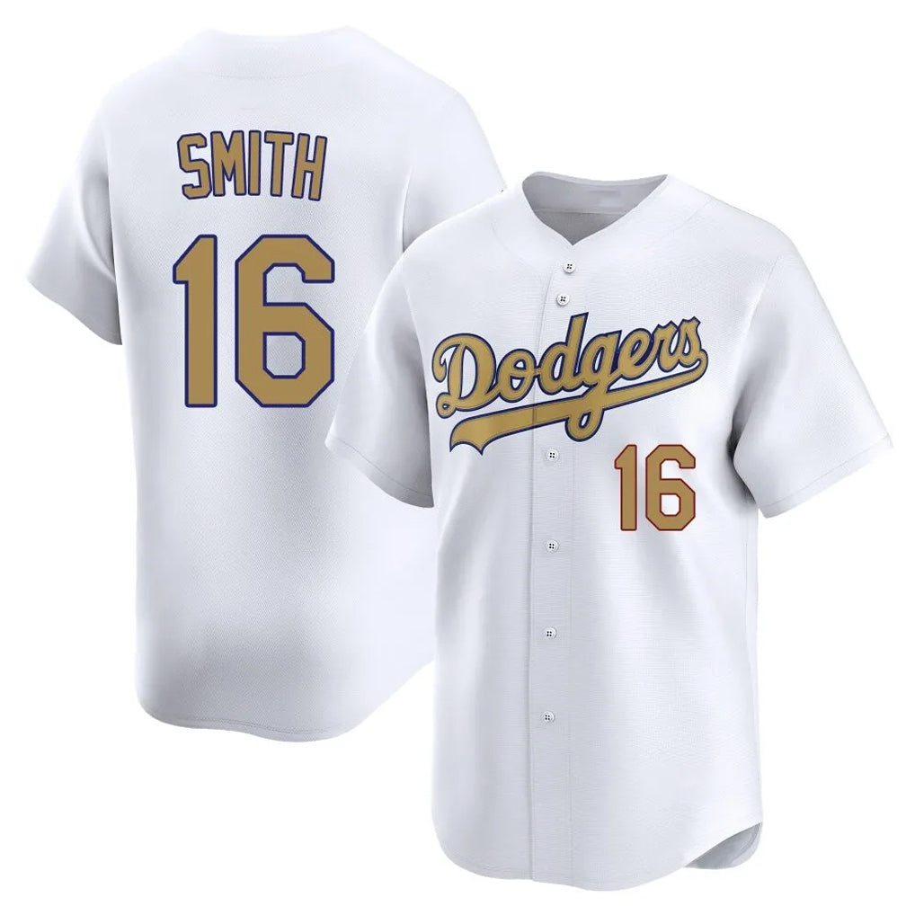 tocy LA.Dodgers #16 Will Smith Player Gold Collection Limited Home Stitched Jerseys