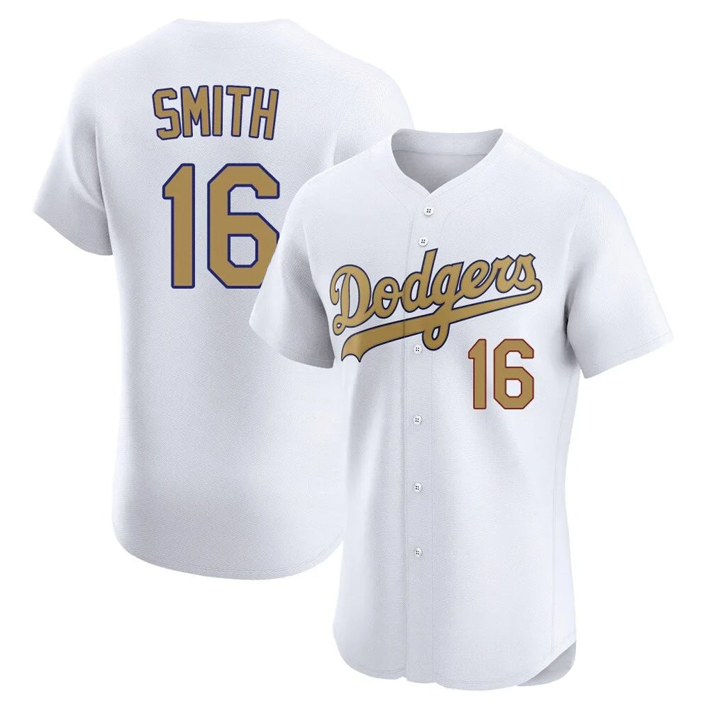 tocy LA.Dodgers #16 Will Smith Player Gold Limited Elite Home Stitched Jerseys