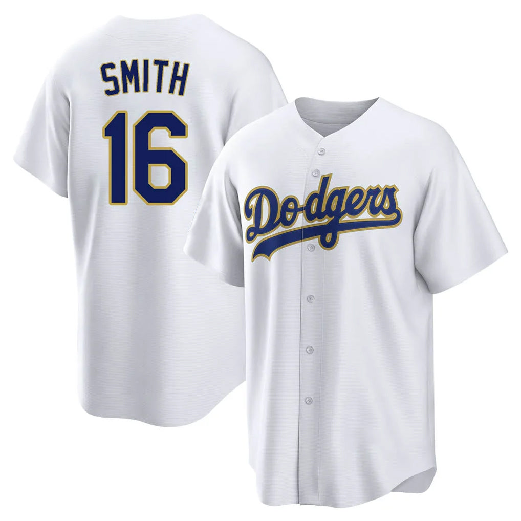 tocy LA.Dodgers #16 Will Smith Player Gold White 2026 Collection Stadium Game Stitched Jerseys