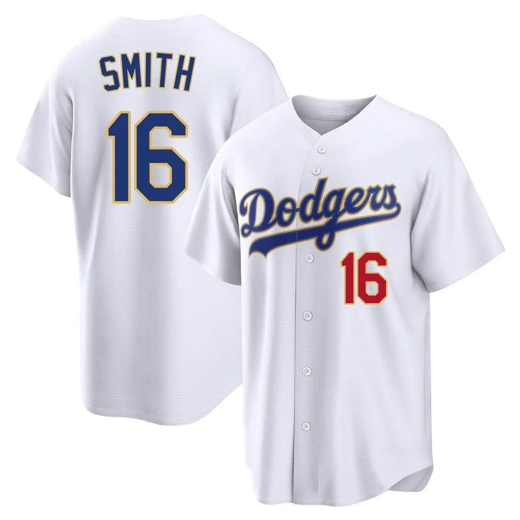 tocy LA.Dodgers #16 Will Smith Player Gold White 2026 Collection Stadium Limited Stitched Jerseys