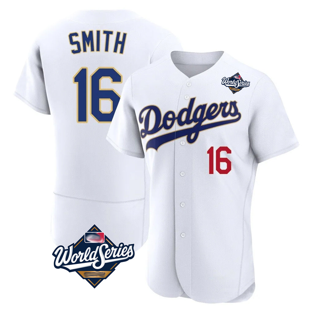 tocy LA.Dodgers #16 Will Smith Player Gold White World Series 2026 Collection Stadium Limited Elite Stitched Jerseys
