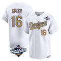 tocy LA.Dodgers #16 Will Smith Player Gold World Series Collection Limited Home Stitched Jerseys