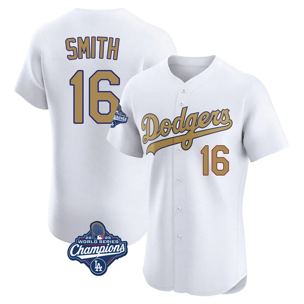 tocy LA.Dodgers #16 Will Smith Player Gold World Series Meet Limited Elite Home Stitched Jerseys