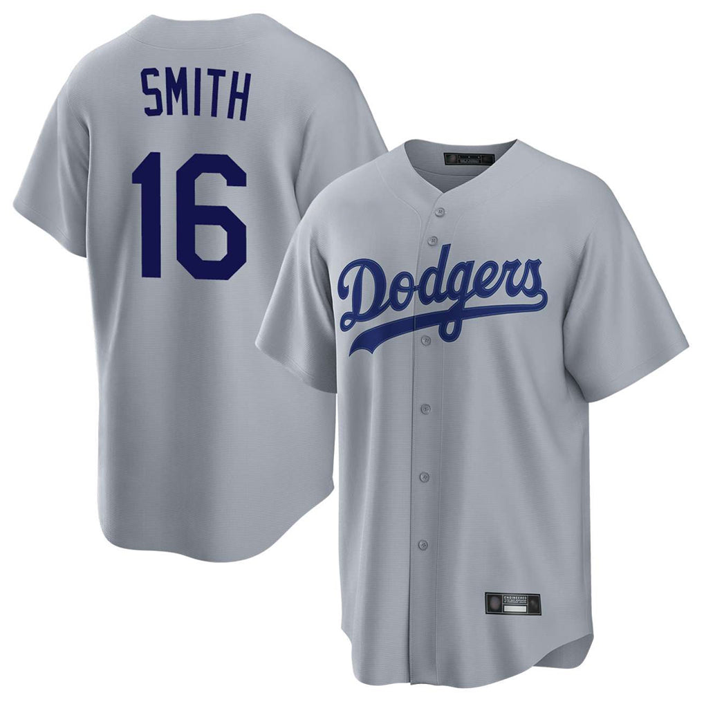 tocy LA.Dodgers #16 Will Smith Player Gray Game Stitched Jerseys