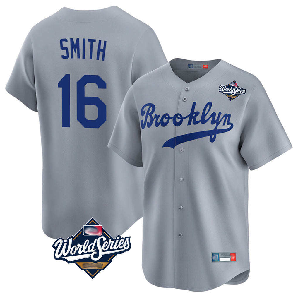 tocy LA.Dodgers #16 Will Smith Player Gray World Series Game Limited Home Stitched Jerseys