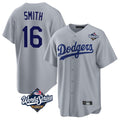 tocy LA.Dodgers #16 Will Smith Player Gray World Series Game Stitched Jerseys