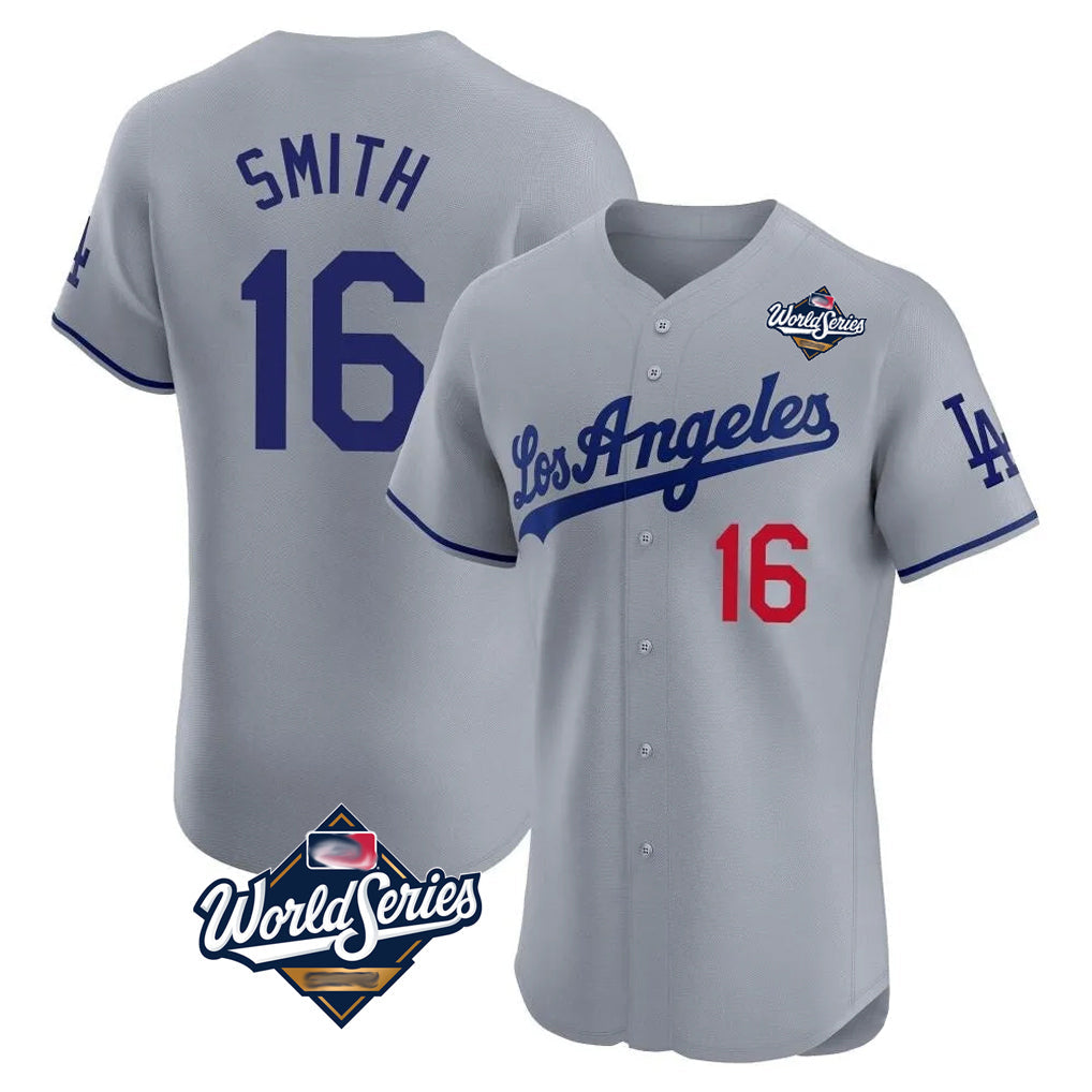 tocy LA.Dodgers #16 Will Smith Player Gray World Series Limited Elite Home Stitched Jerseys