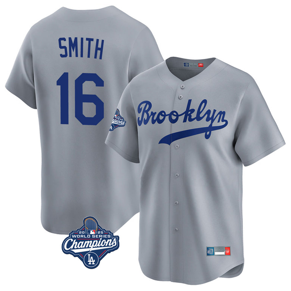 tocy LA.Dodgers #16 Will Smith Player Gray World Series Meet Game Limited Home Stitched Jerseys