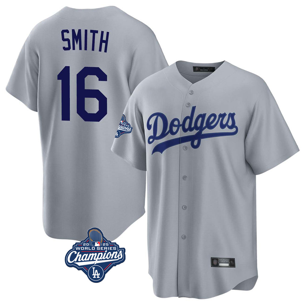 tocy LA.Dodgers #16 Will Smith Player Gray World Series Meet Game Stitched Jerseys