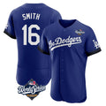 tocy LA.Dodgers #16 Will Smith Player Royal World Series City Connect Elite Home Stitched Jerseys