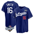 tocy LA.Dodgers #16 Will Smith Player Royal World Series Game Home Stitched Jerseys