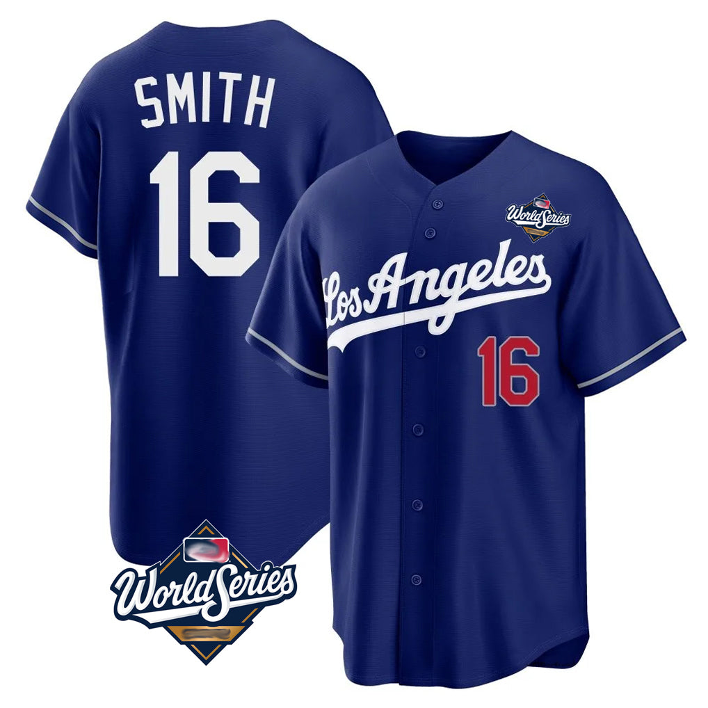 tocy LA.Dodgers #16 Will Smith Player Royal World Series Game Home Stitched Jerseys