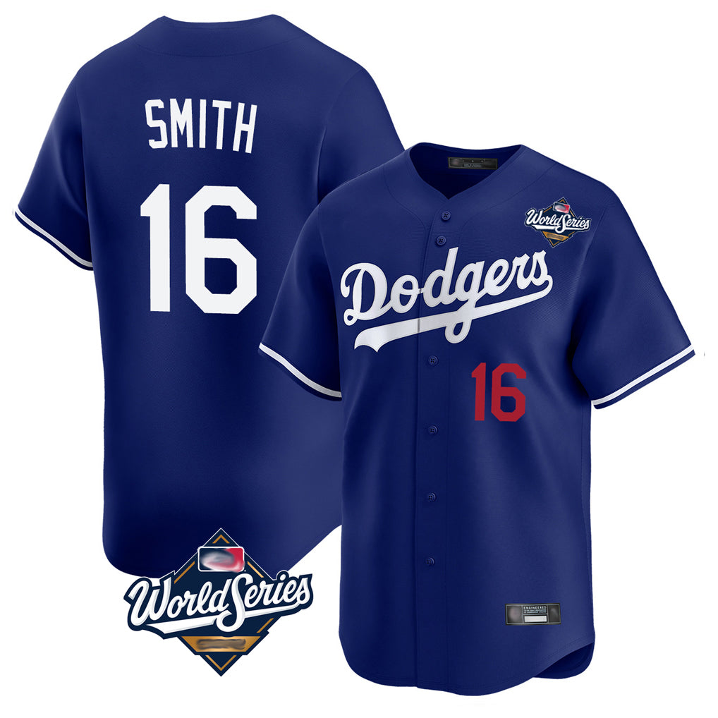 tocy LA.Dodgers #16 Will Smith Player Royal World Series Limited Home Stitched Jerseys