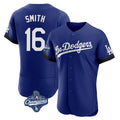 tocy LA.Dodgers #16 Will Smith Player Royal World Series Meet City Connect Elite Home Stitched Jerseys