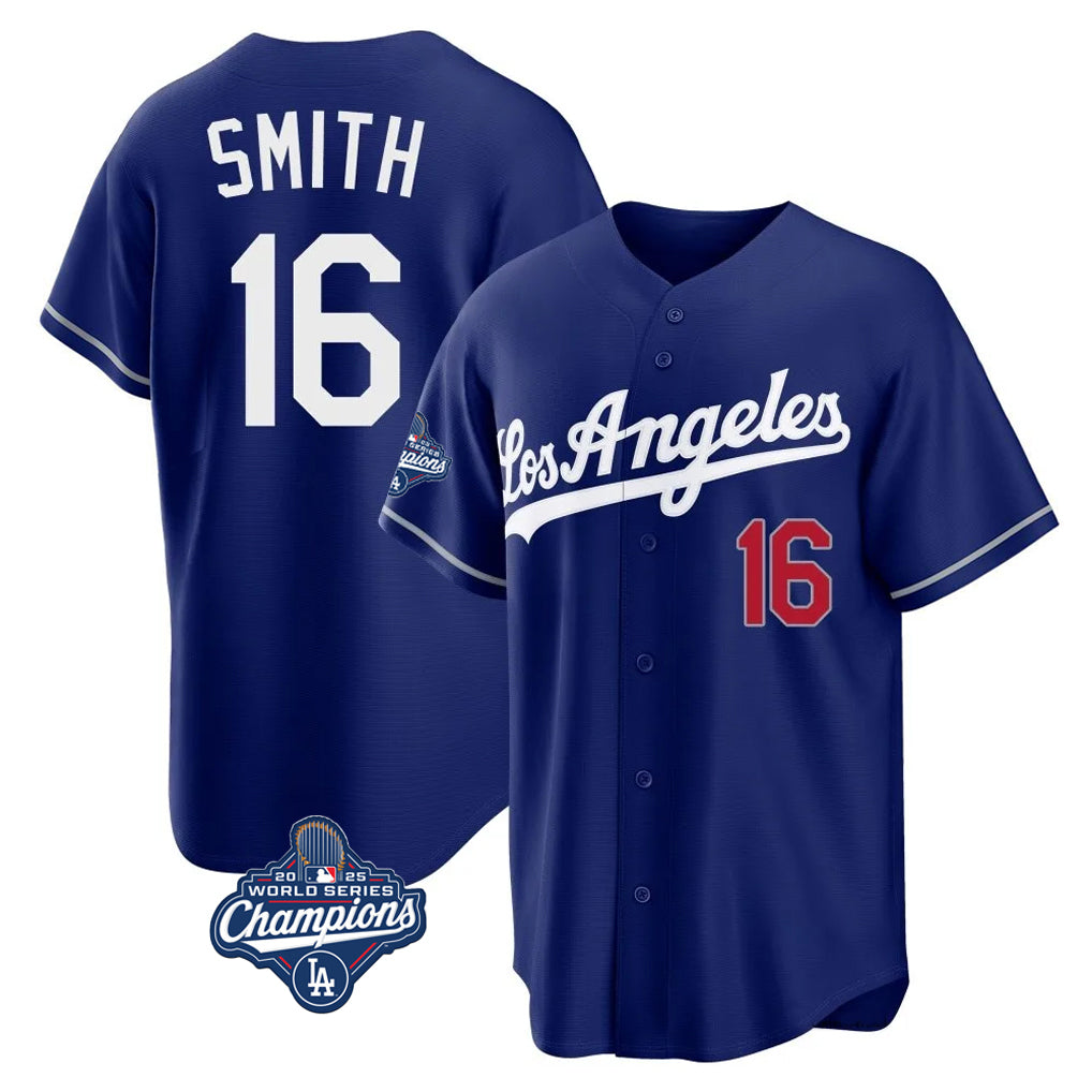tocy LA.Dodgers #16 Will Smith Player Royal World Series Meet Game Home Stitched Jerseys