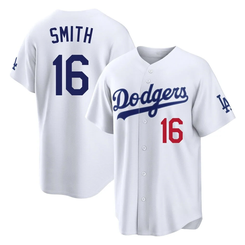 tocy LA.Dodgers #16 Will Smith Player White Home Game Stitched Jerseys