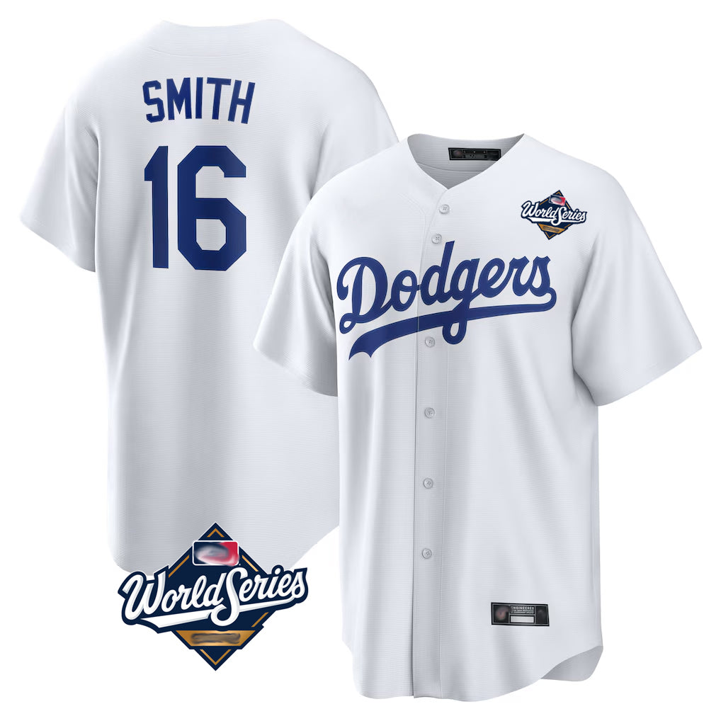 tocy LA.Dodgers #16 Will Smith Player White World Series Game Home Stitched Jerseys