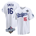 tocy LA.Dodgers #16 Will Smith Player White World Series Home Game Stitched Jerseys