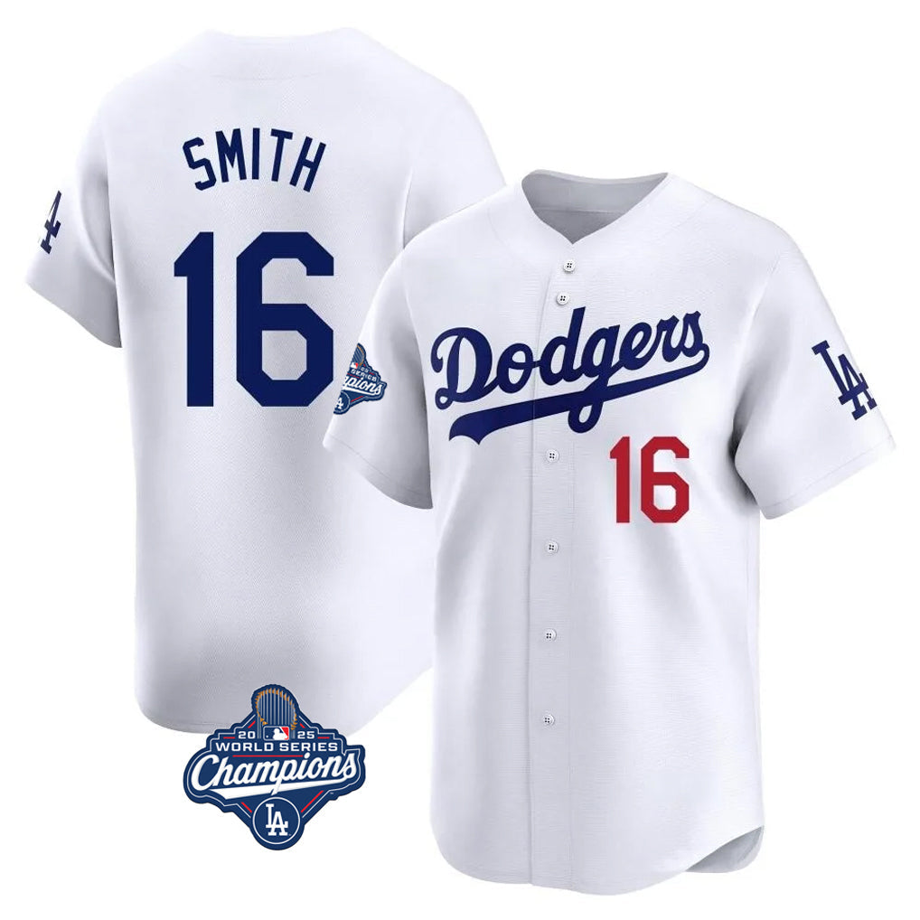 tocy LA.Dodgers #16 Will Smith Player White World Series Meet Limited Home Stitched Jerseys