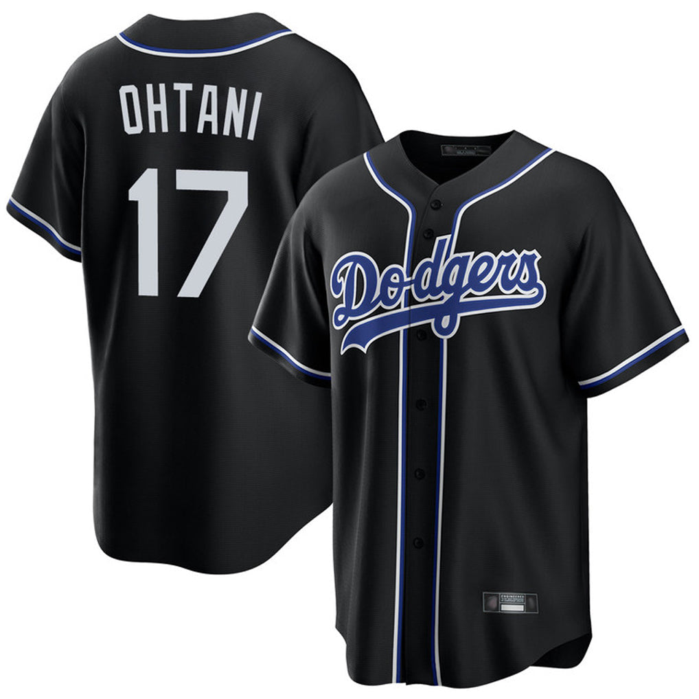 tocy LA.Dodgers #17 Shohei Ohtani Player Black Carbon Limited Home Stitched Jerseys