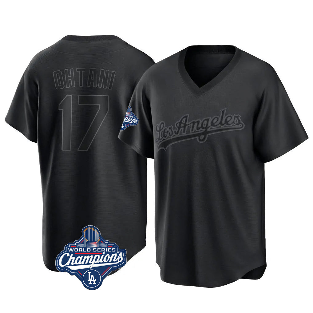 tocy LA.Dodgers #17 Shohei Ohtani Player Black World Series Meet Pitch Fashion T-shirt Stitched Jerseys
