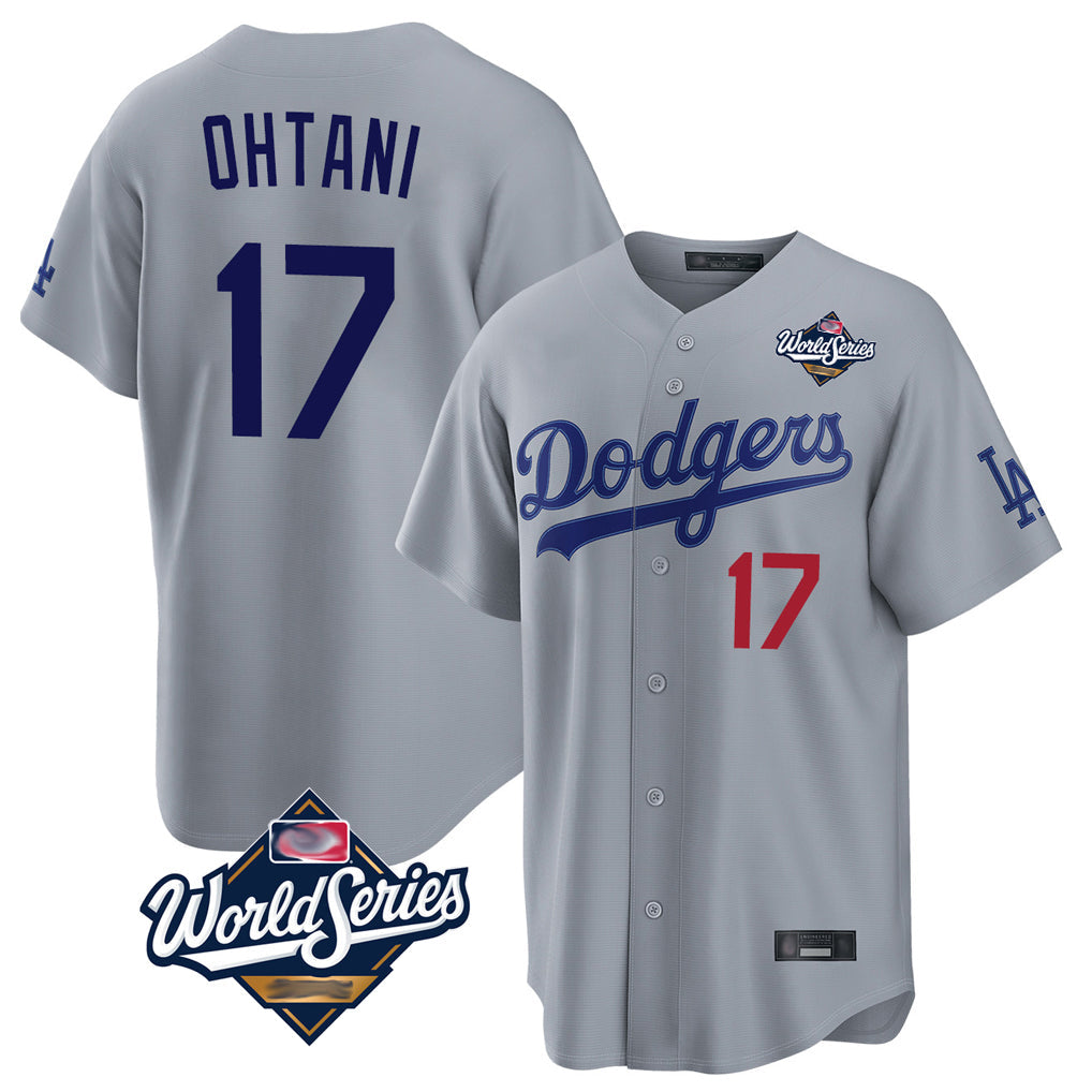 tocy LA.Dodgers #17 Shohei Ohtani Player Gray World Series Game Home Stitched Jerseys