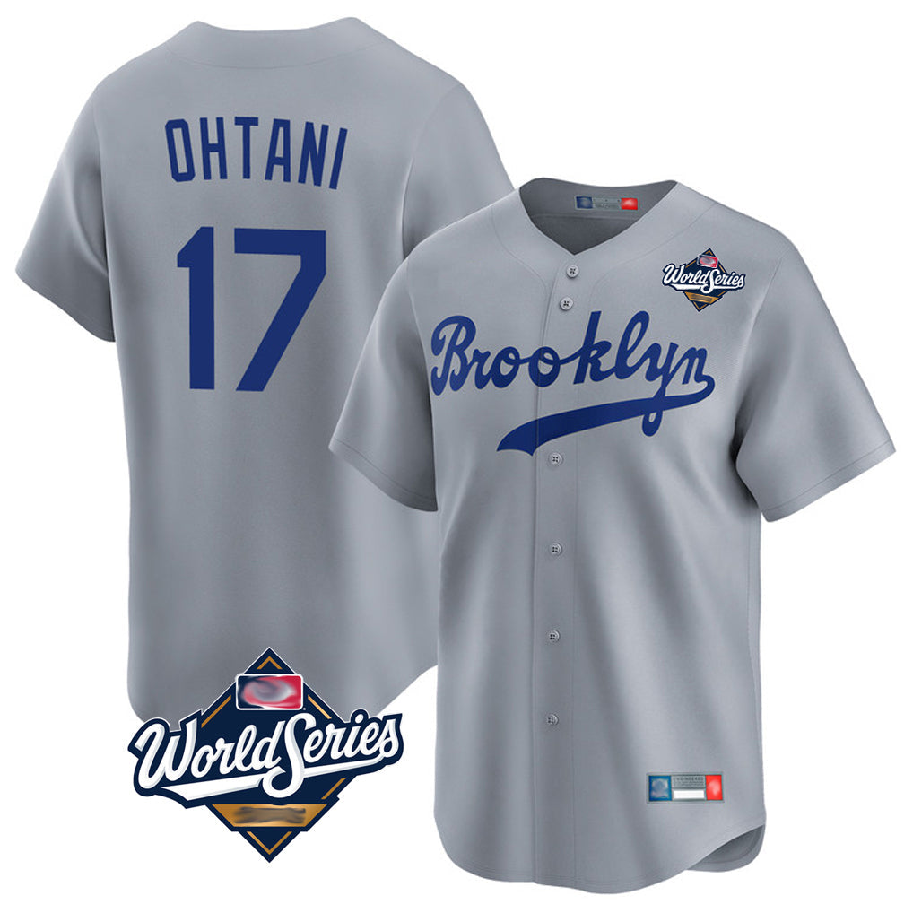 tocy LA.Dodgers #17 Shohei Ohtani Player Gray World Series Game Limited Home Stitched Jerseys