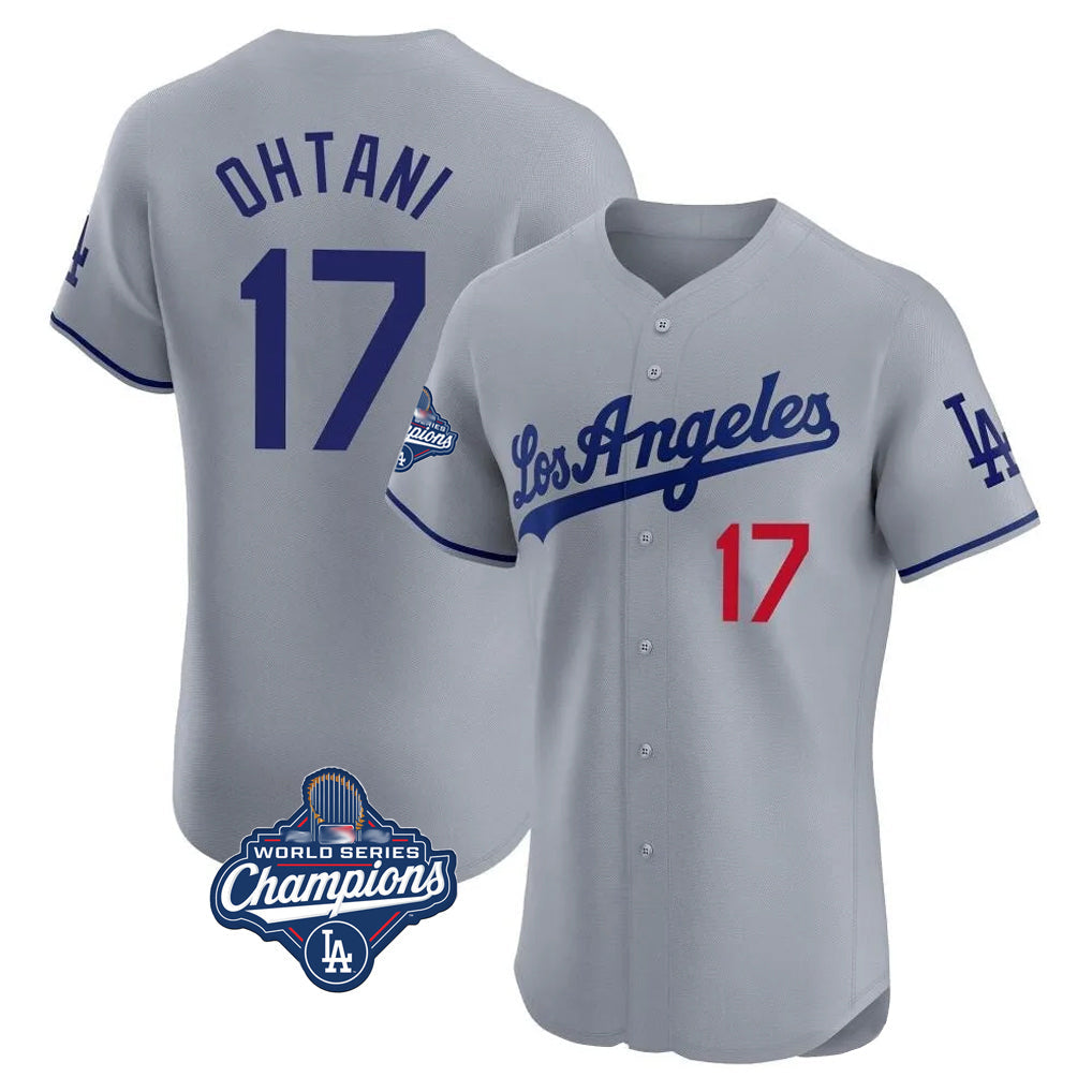 tocy LA.Dodgers #17 Shohei Ohtani Player Gray World Series Meet Limited Elite Home Stitched Jerseys