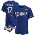 tocy LA.Dodgers #17 Shohei Ohtani Player Royal World Series Meet Limited Elite Home Stitched Jerseys