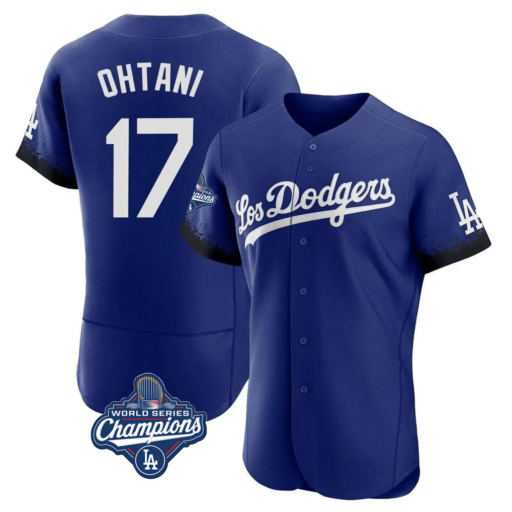 tocy LA.Dodgers #17 Shohei Ohtani Player Royal World Series Meet City Connect Elite Home Stitched Jerseys