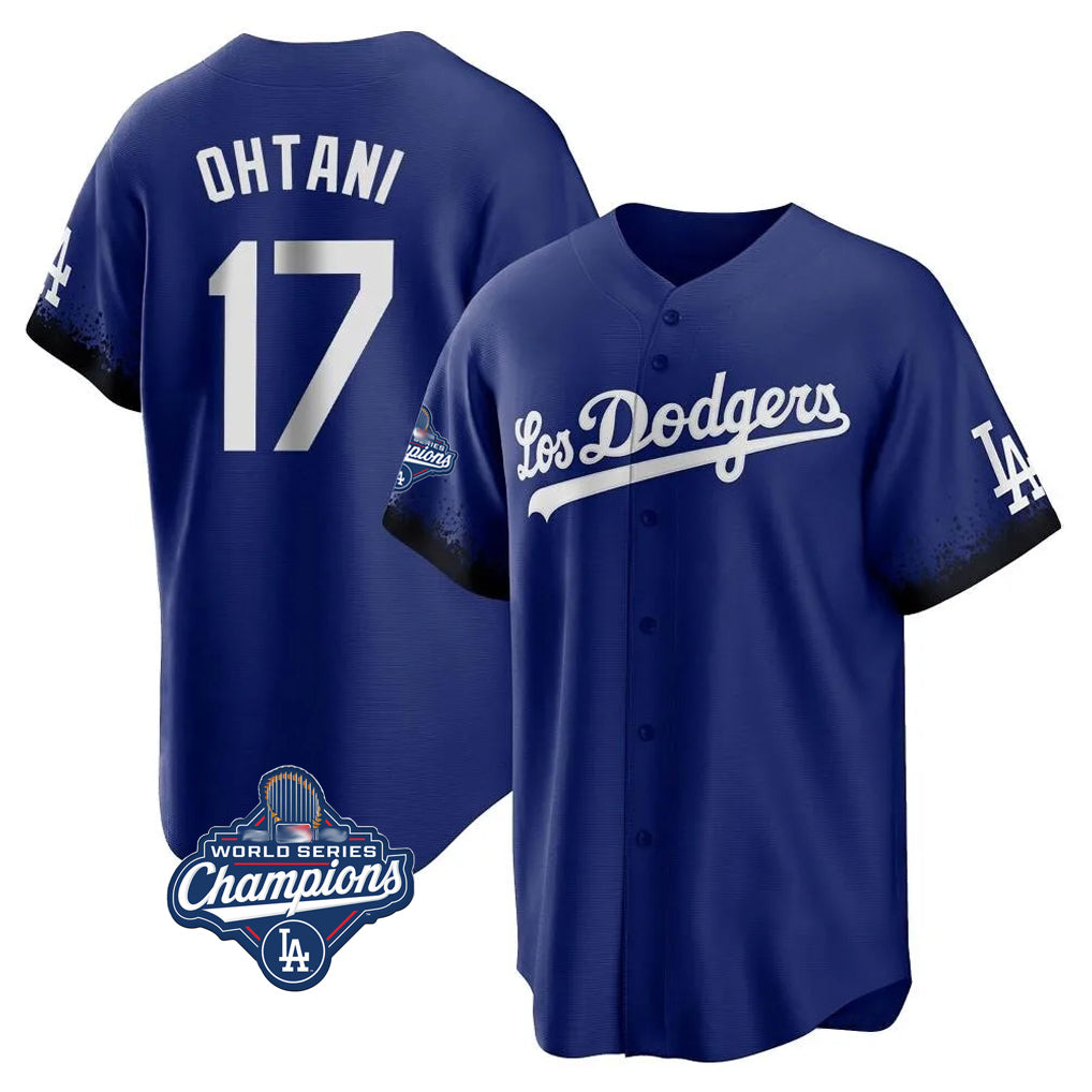 tocy LA.Dodgers #17 Shohei Ohtani Player Royal World Series Meet City Connect Home Game Stitched Jerseys