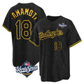 tocy LA.Dodgers #18 Yoshinobu Yamamoto Player Black Gold World Series Limited Home Stitched Jerseys