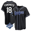 tocy LA.Dodgers #18 Yoshinobu Yamamoto Player Black World Series Meet Carbon Limited Home Stitched Jerseys