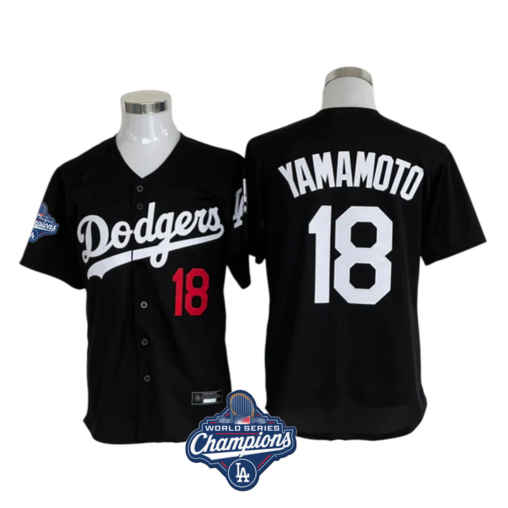 tocy LA.Dodgers #18 Yoshinobu Yamamoto Player Black World Series Meet Limited Home Stitched Jerseys