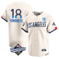 tocy LA.Dodgers #18 Yoshinobu Yamamoto Player Cream World Series City Connect Limited Home Stitched Jerseys