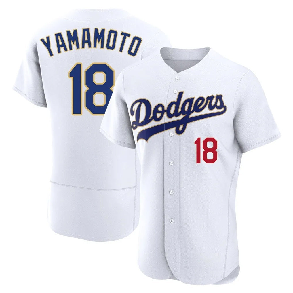 tocy LA.Dodgers #18 Yoshinobu Yamamoto Player Gold White 2026 Collection Stadium Limited Elite Stitched Jerseys