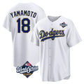 tocy LA.Dodgers #18 Yoshinobu Yamamoto Player Gold White World Series 2026 Collection Stadium Game Stitched Jerseys