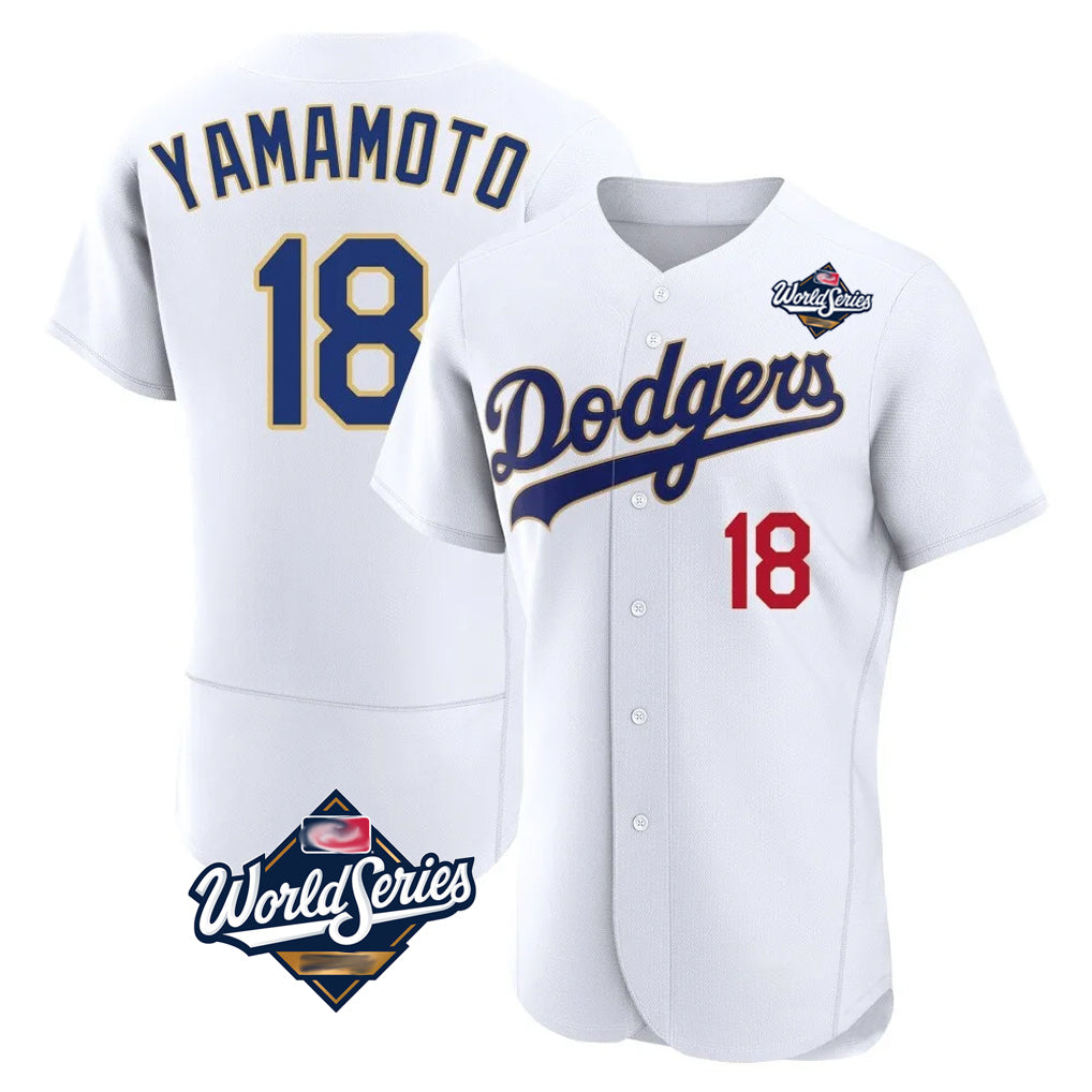 tocy LA.Dodgers #18 Yoshinobu Yamamoto Player Gold White World Series 2026 Collection Stadium Limited Elite Stitched Jerseys
