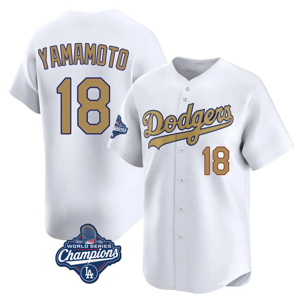 tocy LA.Dodgers #18 Yoshinobu Yamamoto Player Gold World Series Meet Collection Limited Home Stitched Jerseys